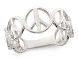 Peace Sign Polished Ring Band in Sterling Silver